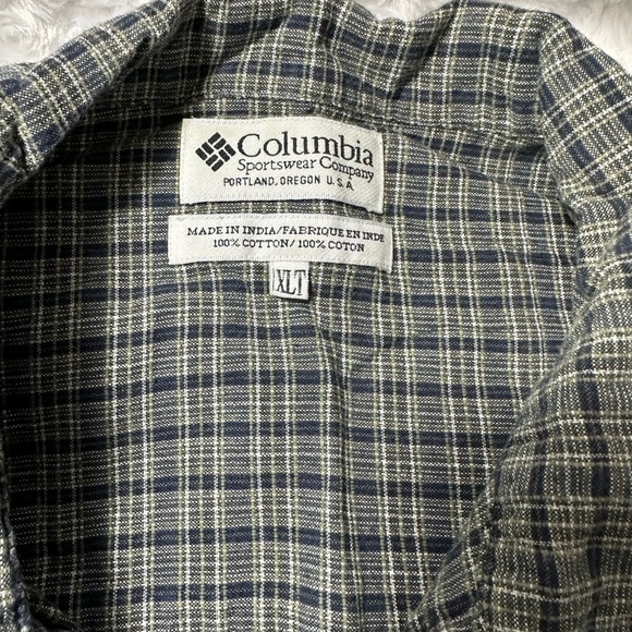 Columbia Sportswear Company Men’s Woven Blue Gray Short Sleeve Button Down Shirt - Picture 5 of 16